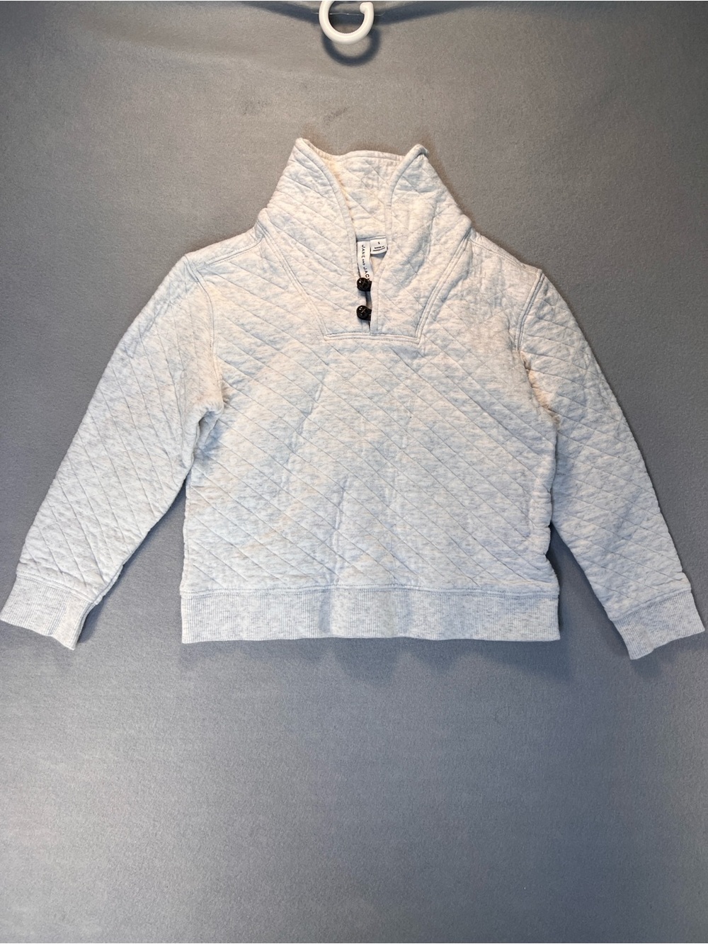 Janie And Jack Boys Small Cream Quilted 1/4 Zip Sweatshirt Pullover Preppy